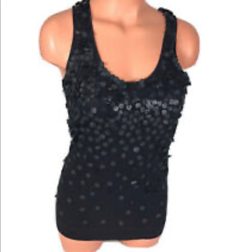 Club Mónaco black tank with leather detail